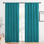 NICETOWN Peacock Blue Blackout Curtains Panels for Window, Thermal Insulated Rod Pocket Blackout Drapes/Draperies for Living Room (2 Panels, W52 x L84 inches)