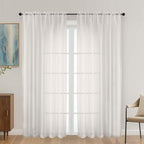 OVZME Ivory Sheer Curtains 72 Inches Long 2 Panels Set, Light Filtering Sheer Curtains for Living Room Bedroom 59 Inch Extra Wide, Modern Voile Filmy Rod Pocket Window Drapes, 59Wx72L Inches