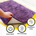 Muddy Mat® | Super Absorbent Door Mat Indoor, Microfiber Quick Dry Chenille Entryway Rug, Non-Slip Front Door Mat, Indoor Mats for Entryway, Machine Washable Pet Rug, Purple 18"x28"