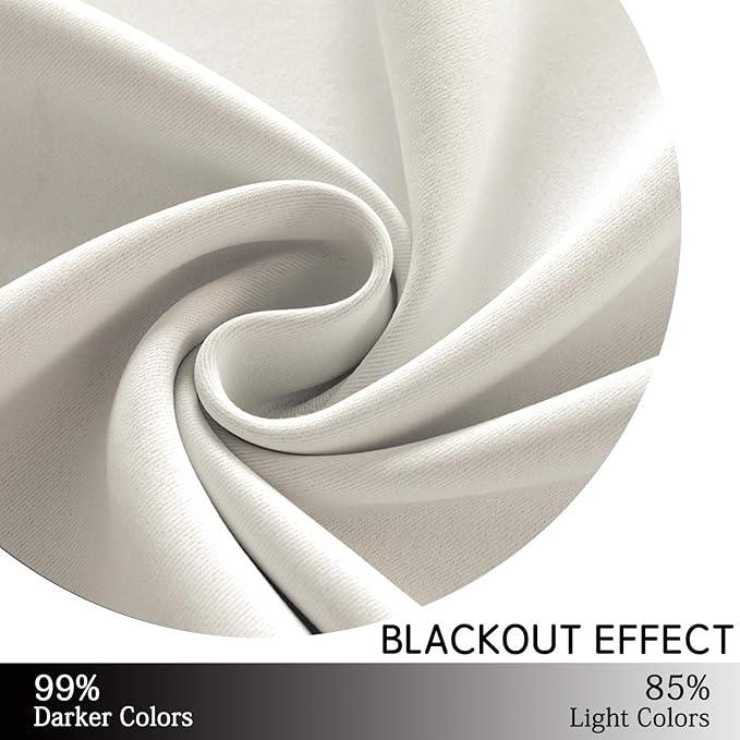 Yakamok Room Darkening Curtains 52x54 inch Length Light Beige-Living Room