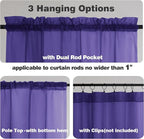 Chyhomenyc Sheer Purple Tier Curtains 24 Inch Length, Small Window Curtains Treatment for Bathroom Living Room Basement, Short Rod Pocket Cafe Curtain, 42W x 24L Inches, 2 Panels