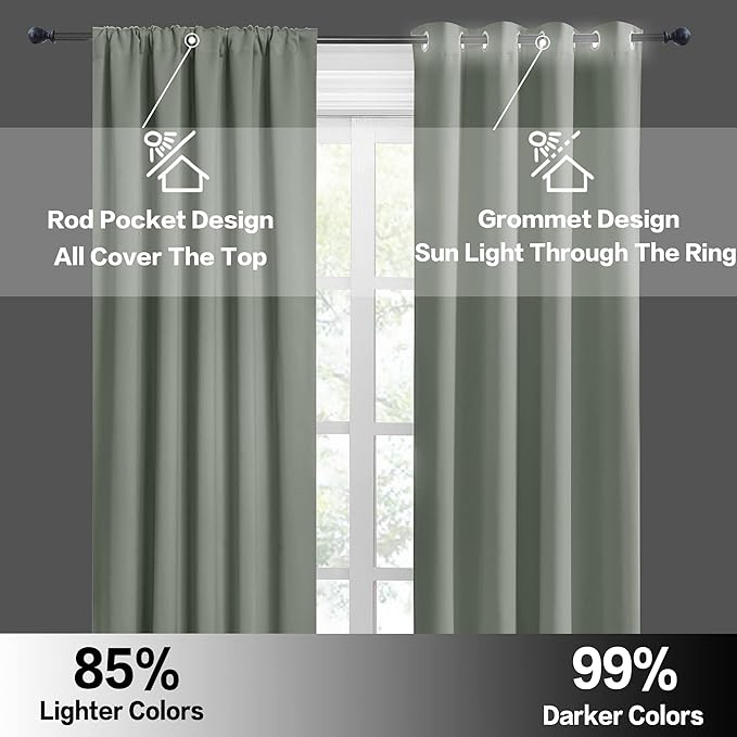 RYB HOME Short Blackout Curtains for Bedroom, Room Darkening Insulated