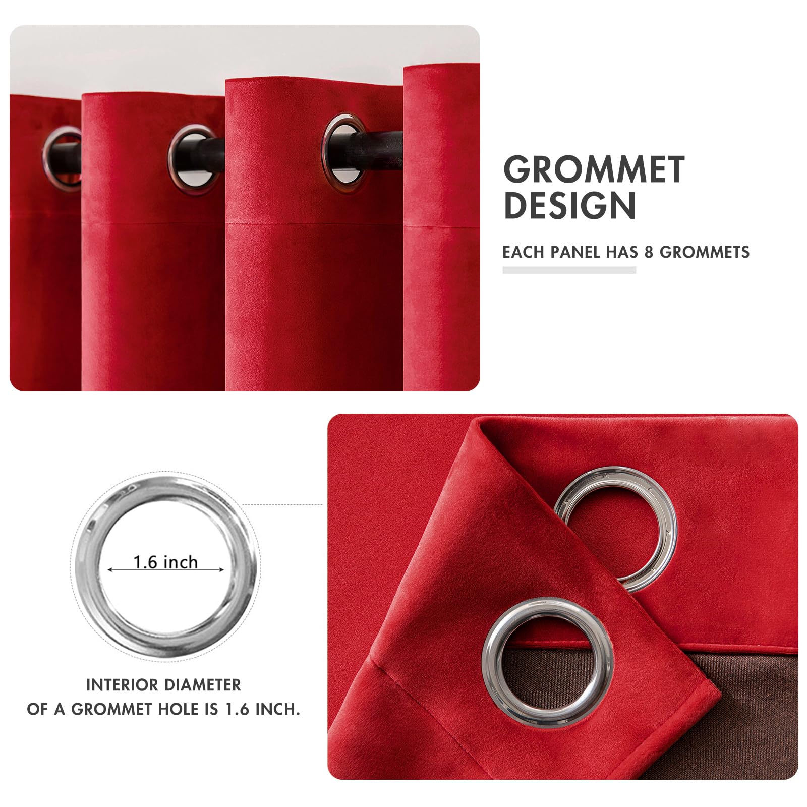 MIULEE Velvet Curtains Christmas Red 52 x 72 Inch Length Set of 2