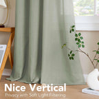 H.VERSAILTEX Living Room Linen Curtains Nickel Grommet Curtains Energy Saving Light Filtering Window Treatments Panels for Bedroom, Sea Grass, 2 Panels, 52 x 108 - Inch