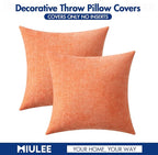 MIULEE Pack of 2 Couch Throw Pillow Covers 18x18 Inch Soft Coral Red Chenille Pillow Covers for Sofa Living Room Spring Home Decor Couch Solid Dyed Cases