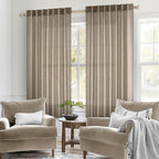 MIULEE Taupe Grey Linen Curtains 63 Inch Length 2 Panels for Bedroom Living Room, Soft Linen Textured Window Drapes Semi Sheer Light Filtering Back Tab Rod Pocket Farmhouse Modern Burlap Look Decor