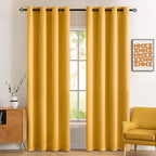 MIULEE Room Darkening Curtains Thermal Insulated Drapes Solid Window Treatment Set Grommet Top Light Blocking Blackout Curtain for Living Room/Bedroom 2 Panels 52 x 84 inch Length Yellow