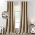 MIULEE 100% Blackout Linen Curtains for Bedroom 52x120 Inches Copper Brown