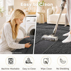 Ophanie Area Rugs for Living Room Bedroom, Washable Non-Slip Fluffy Soft Grey Shag Carpet, Indoor Floor Gray 4x6 Fuzzy Shaggy Living Room Plush Rug for Kids Home Dorm Decor Aesthetic