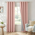 Linen Textured Total Blackout Curtains 72 Inches Long, Blush Pink
