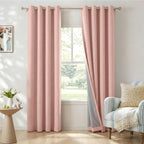 Linen Textured Total Blackout Curtains 72 Inches Long, Blush Pink