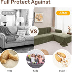 Sectional Couch Covers, 2 Pieces Washable L Shaped Couch Covers Sofa Blanket for Dogs Pet Friendly Sectional Sofa Slipcovers Furniture Covers,71"x 110"+ 71"x 118",(X-Large,Green)