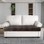 Leather Look Couch Cushion Covers Sofa Seat Slipcovers Sets Couches Furniture Protector for Sectional Armchair Loveseat Pets Kids Stretch Spandex Fabric (1 T-Cushion loveseat, Brown)