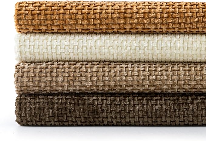 MIULEE Soft Decorative Chenille Fall Pillow Covers Brown 18x18 Pack of 4