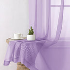 Aiyufeng Light Purple Sheer Curtain Panels Pair Sold 63 Inch Length, Light Filtering Window Curtain Drapes Treatment for Kitchen, Bedroom/Children Room, Voile Top Dual Rod Pocket, 2 Pack of 42 x 63"