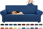 KEKUOU Stretch Couch Covers for Sofa, 3 Cushion Couch Slipcover,Classic Blue
