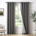 Linen Textured Total Blackout Curtains 90 Inches Long, Dark Gray