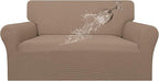 Easy-Going 100% Waterproof Loveseat Couch Cover, Dual Waterproof Sofa Cover, Stretch Jacquard Sofa Slipcover, Leakproof Furniture Protector for Kids, Pets, Dog and Cat(Loveseat, Camel)