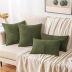 MIULEE Olive Green Decorative Throw Pillow Covers 18x18 Inch for Couch Bed Sofa Spring Decor Pack of 2 Boho Farmhouse Throw Pillows Soft Cross Corduroy Patchwork Textured Cushion Cases