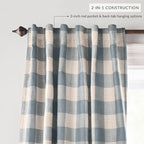 Elrene Home Fashions Farmhouse Living Grainger Buffalo-Check Blackout Window Curtain, Living Room and Bedroom Drape with Rod Pocket Tabs, 52" x 95", Chambray, 1 Panel