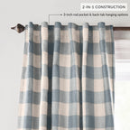 Threadmade Grainger Buffalo Check Blackout Window Curtain, Chambray - 52" W x 84" L