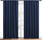 NICETOWN Living Room Curtains, Blackout Draperies, Home Decorations Thermal Insulated Solid Rod Pocket Blackout Drapes for Cafe (Navy, One Pair, 70 x 84-inch)