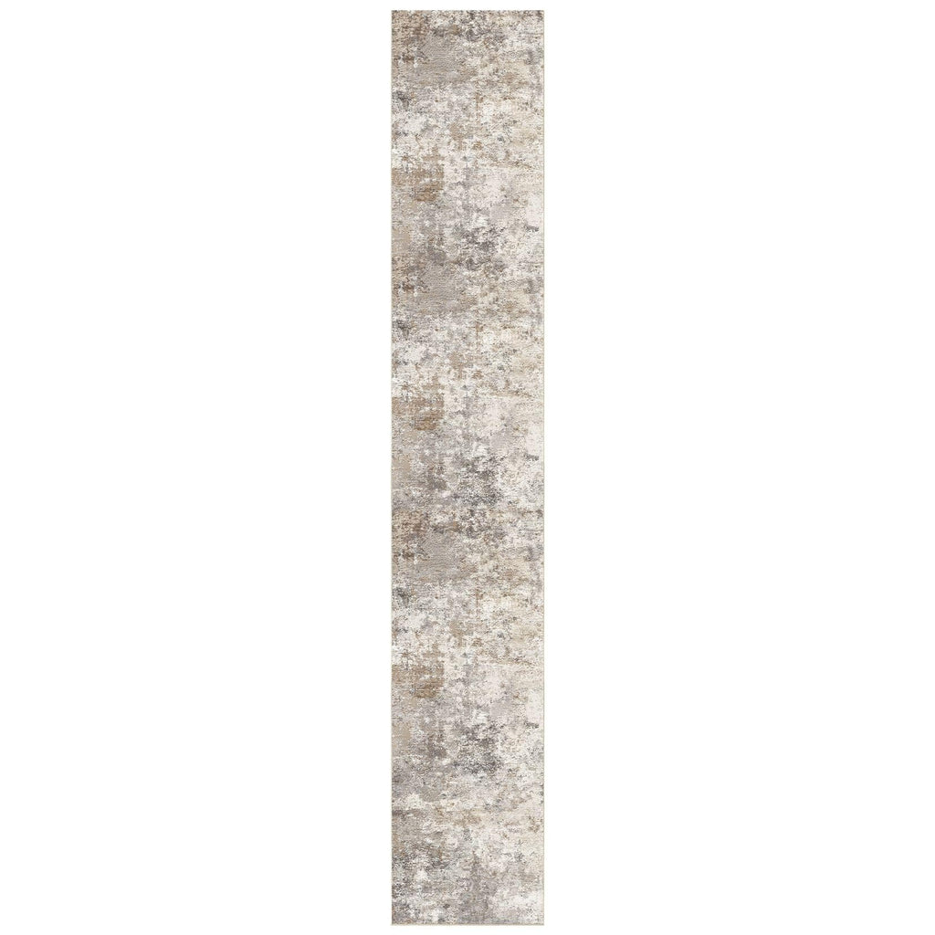 UERMEI 3x18 Washable Runner Rug for Hallway, Non Slip Low Pile Kitchen Carpet, Neutral Modern Abstract Indoor Floor Mat for Entryway Laundry, Kid & Pet Safe High Traffic Area, Brown Grey
