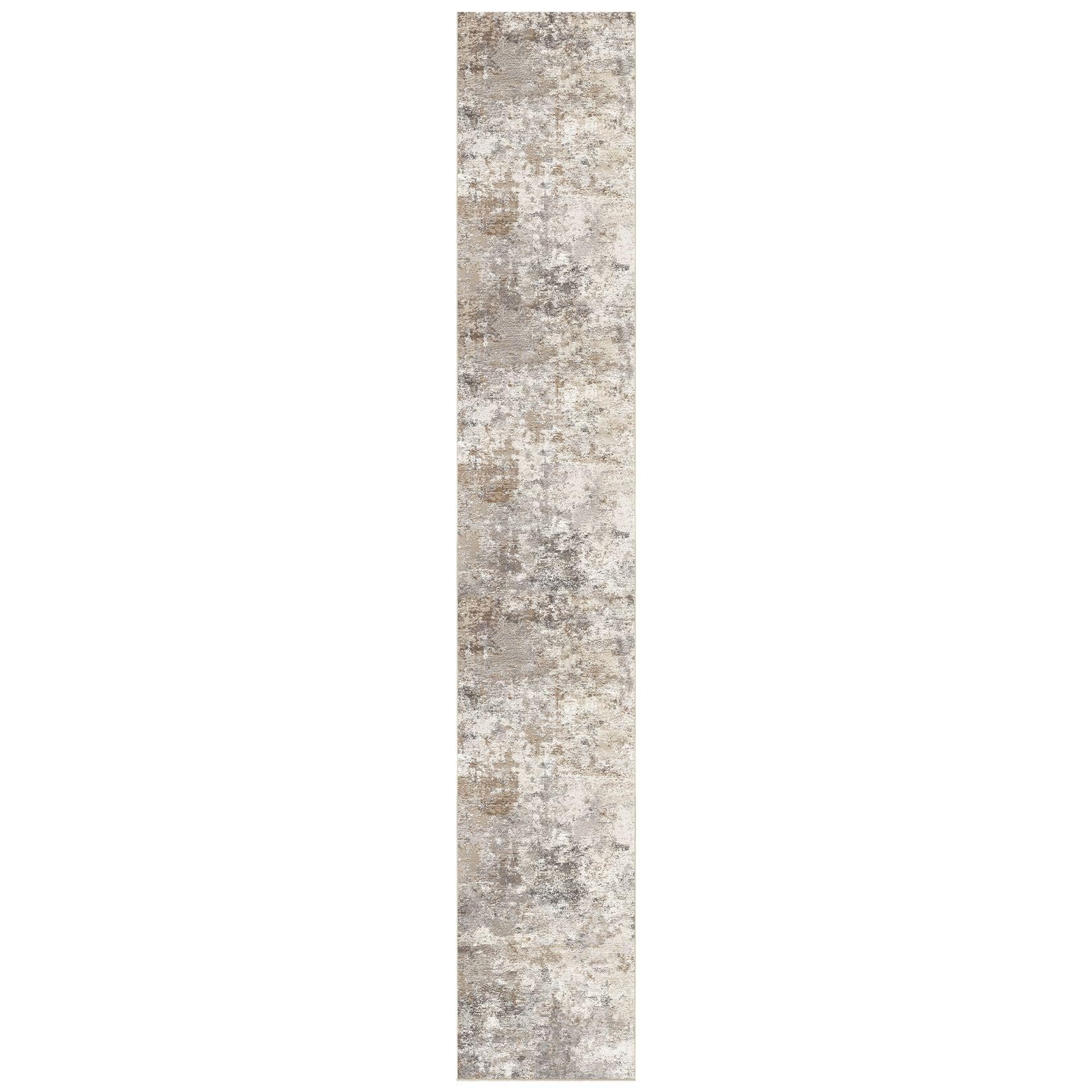 UERMEI 3x18 Washable Runner Rug for Hallway, Non Slip Low Pile Kitchen Carpet, Neutral Modern Abstract Indoor Floor Mat for Entryway Laundry, Kid & Pet Safe High Traffic Area, Brown Grey