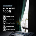 SimpleHome 100% Blackout Curtains for Bedroom,Thermal Insulated Dark Green Grommet Window Drapes Room Darkening Curtains for Living Room with Black Back,42 x 72 Inch,2 Panels