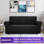 ZNSAYOTX Super Stretch Couch Cover (72"-92") Universal Sofa Covers with Elastic Bottom, Dog Cat Pets Friendly Washable Furniture Protector Fitted Sofa Slipcovers Stay in Place (Black, Sofa)