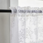 YJ YANJUN Vintage Lace Curtains 36 inch Length Country White Cafe Kitchen Sheer Short Curtain Panels for Bathroom - 2 Panels 26 x 36 Inch Light Filtering