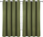 LEMOMO Olive Green Blackout Curtains 66 x 63 Inch Length/Set of 2 Curtain Panels/Thermal Insulated Room Darkening Blackout Curtains for Bedroom