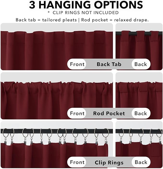 Deconovo Blackout Curtains for Bedroom, Living Room Curtains 63 Inches Long