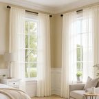 MIULEE Butter Cream Sheer Curtains 102 Inches Long 4 Panels 42 x 102 Inches