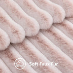 decorUhome Summer Cozy Faux Fur Throw Pillow Covers 24x24 Set of 2 Decorative Plush Striped Modern Farmhouse Boho Couch Euro Sham Pillow Cases with Velvet Back for Sofa Bed Living Room, Pink White