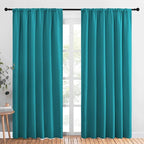 NICETOWN Living Room Curtains, Blackout Draperies, Peacock Blue, 1 Pair, 70 x 84-inch, Home Decorations Thermal Insulated Solid Rod Pocket Blackout Drapes for Cafe