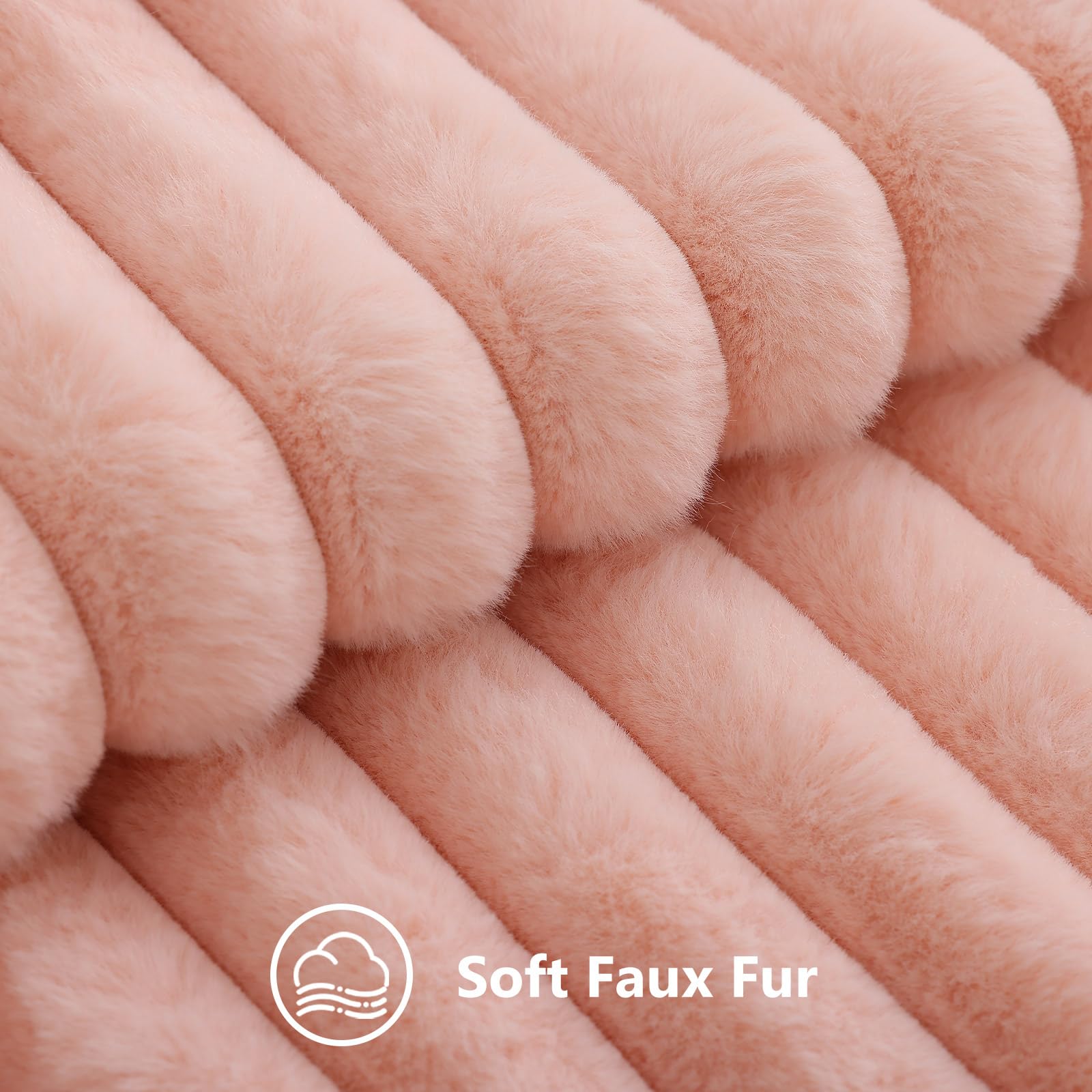 decorUhome Fall Faux Fur Throw Pillow Covers 20x20 Set of 2 Blush Pink