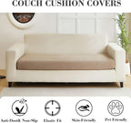 Couch Covers for 2 Cushion Sofa Pet Friendly Couch Cushion Covers Universal Sofa Covers Washable Stretch Slipcovers for Sectional Sofa (Texture Light Coffee,Large Double Seat Cover)