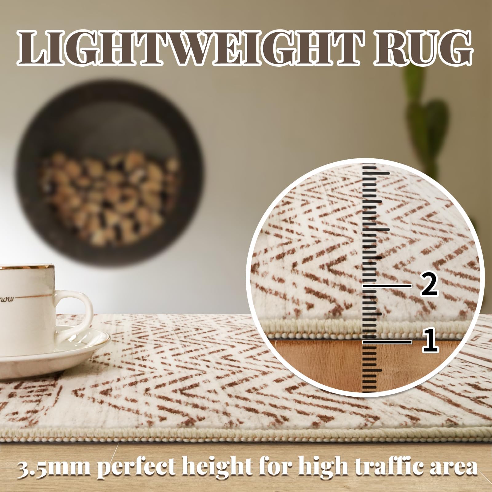 2x4 Runner Rug Washable Moroccan: Non Slip Entryway Throw Rugs Beige