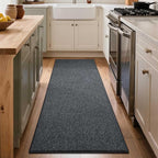 FinRèc 2x6 Washable Runner Rugs for Kitchen Hallway Bedroom, Low Pile Thin Rug Solid Color, Non-Slip Carpet Indoor for Home Decor (Grey)