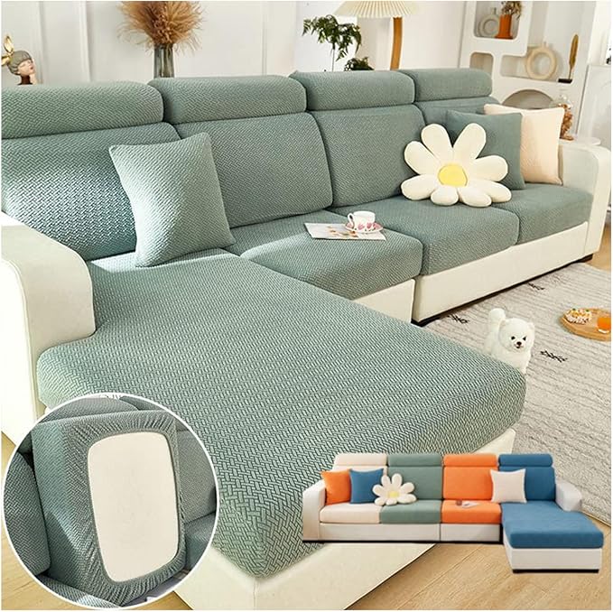 Soothing Home Sofa Covers, Sofa Hero Covers, Wear-Resistant Universal Couch Covers Washable Stretch Sectional Couch Cushion Covers (Green,Headrest Cover)