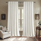 MIULEE Velvet Curtains 108 inches - Luxury Curtains for Bedroom Living Room Thermal Insulated Super Soft Room Darkening Window Drapes Rod Pocket & Back Tab, White, W52 x L108 inches, 2 Panels