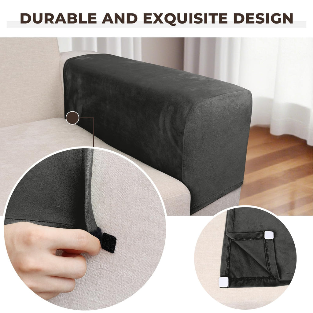Taque Couch Arm Covers 2 Pcs Sofa Armrest Covers Stretch Couch,Armrest Cover for Chairs Scratch-Resistant Sofa Arm Cover Armchair Slipcovers,Grey