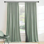 RYB HOME Mint Green Velvet Curtains 96 inches Long, Room Darkening, Floor-Length, Coastal Style Velvet Drapes with Hook Belt for Nursery Living Room Office, 52" W x L96 L, Auqa