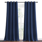 NICETOWN Navy Blackout Curtains for Sliding Door - 55 by 90, 2 Pieces, Blocking Out Sunlight Window Treatment Modern Design Grommet Curtain Panels for Dining Room
