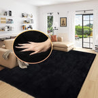 ORINOVA Black Washable Area Rugs 6x9 Rugs for Living Room Faux Rabbit Fuzzy Fur Rug for Bedroom Nursery Rugs Room Décor