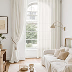 Nanspring Neutral Linen Curtains 80 Inch Length for Living Room Light Filtering Semi Sheer Curtain Coastal Modern Farmhouse Decor Drapes for Bedroom Back Tab and Rod Pocket 52x80, 2 Panels