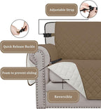 Easy-Going Reversible Chair Cover Washable Sofa Cover for Dogs Water Resistant Couch Slipcover Furniture Protector Cover with Adjustable Straps for Pets (Chair 30 in, Camel/Ivory)