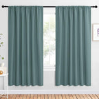 NICETOWN 2 Panels Blackout Curtains, Rod Pocket Window Curtains Room Darkning Drapes for Bedroom/Living Room, Thermal Insulated Solid Draperies for Home Office/Study, 62 by 72-Inch, Greyish Blue
