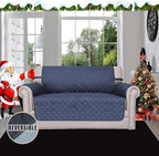 Easy-Going Reversible Loveseat Couch Cover for 2 Cushion Couch Sofa Cover for Dogs Water Resistant Furniture Protector with Foam Sticks Elastic Straps for Pet (Loveseat, Dark Blue/Light Blue)